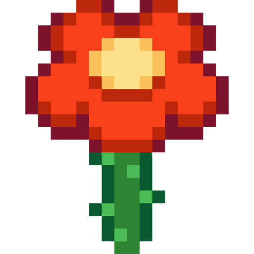 The minimal.garden logo, a red and yellow flower